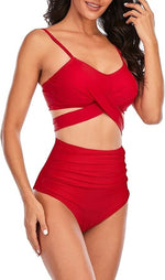 Chechury Women's Tummy Control Wrap Bikini Set Swimsuit Swimming Costume BNWT