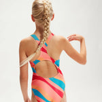 Speedo Printed Allover Medalist Girls Junior Swimsuit Swimming Costume BNWT