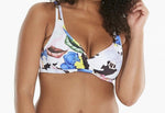 Sunseeker Women's Flower Bomb Bikini Top Plunge Swimsuit Swimming UK 22 D BNWT