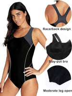 CharmLeaks Women's Padded Colour Block Racerback Swimsuit Swimming Costume BNWT
