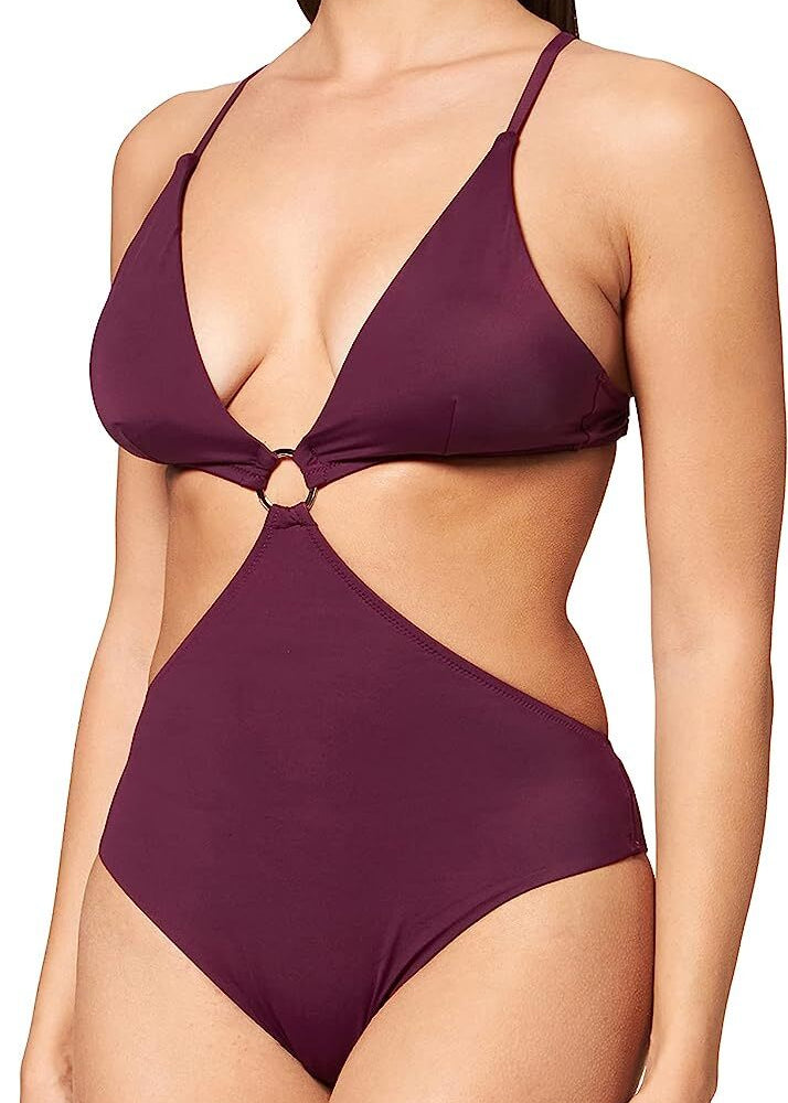 Iris & Lilly Women's Cut-Out Swimsuit Swimming Costume Chokeberry BNWT