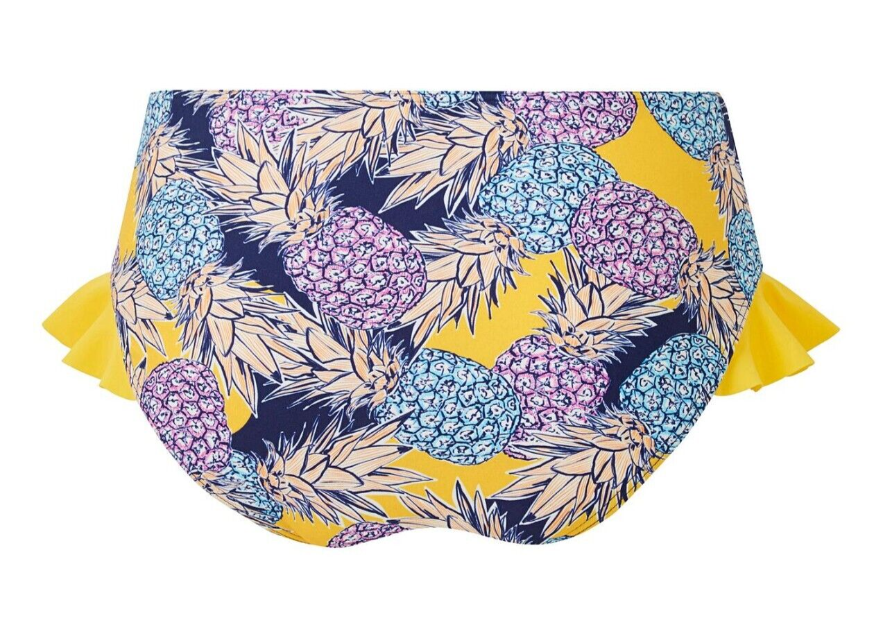 Simply Be Women's Pineapple Ruffle Bikini Briefs Bottoms Swimsuit Swimming BNWT