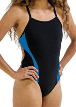 Finis Women's Openback Splice Swimsuit Swimming Costume Black/Blue BNWT