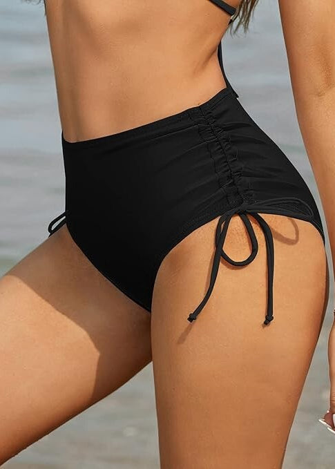 Shekini Women's High Waist Bikini Bottom Swimsuit Swimming Costume Ruched BNWT