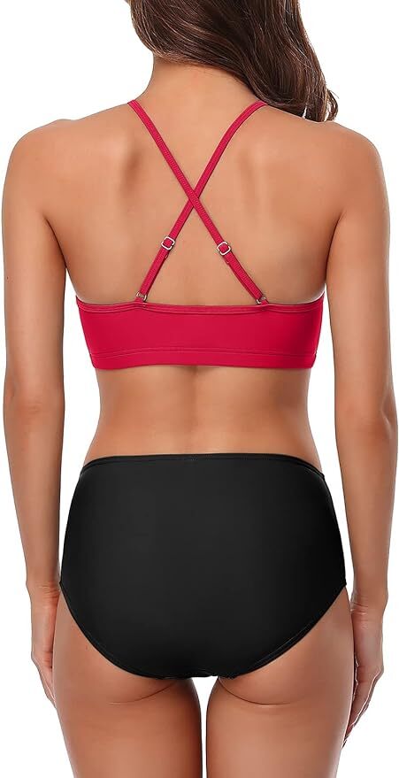 CharmLeaks Women's Padded High Neck Bikini Swimsuit Swimming Costume BNWT