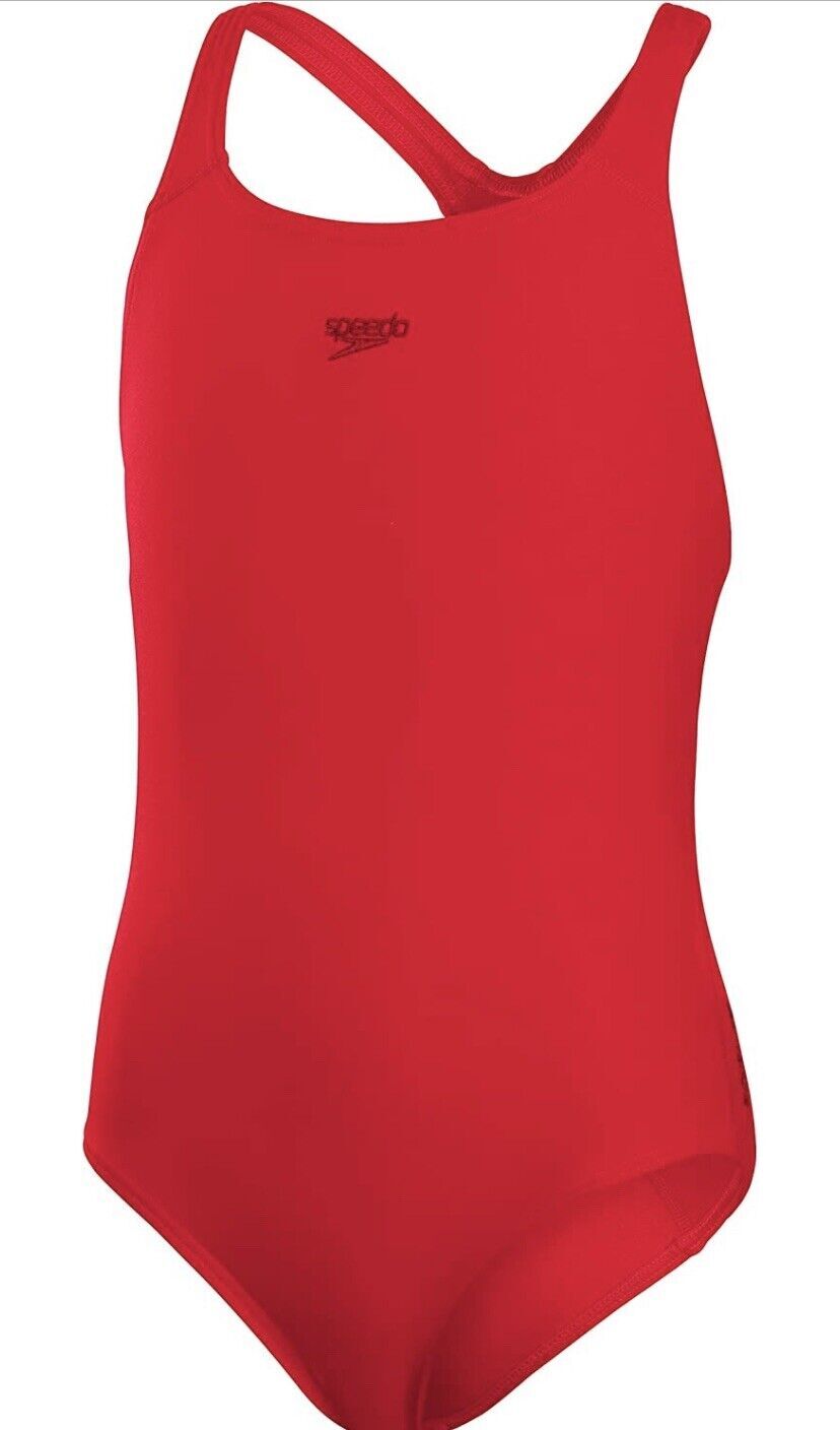 Speedo ECO Endurance+ Medalist Girls Junior Swimsuit Swimming Costume Red BNWT
