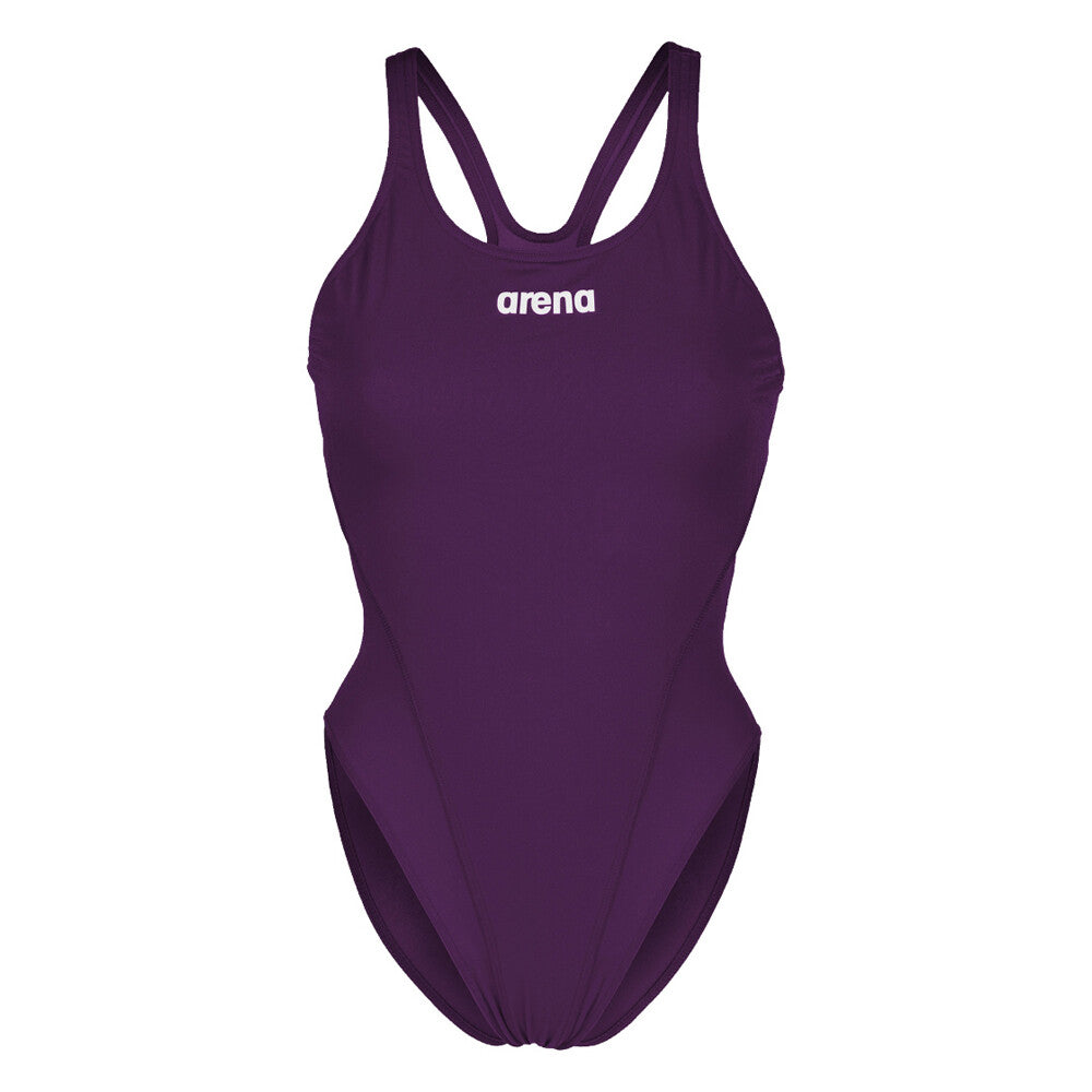 Arena Women's Team Swim Tech Solid Swimsuit Swimming Costume Girls Plum BNWT