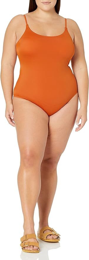 Amazon Essentials Women's Thin Strap Swimsuit Swimming Costume Terracotta BNWT