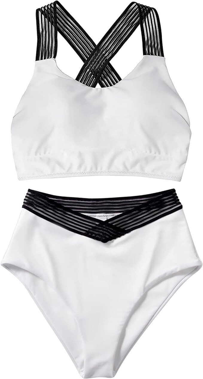 DOULAFASS Women's Racerback Bikini Set Swimsuit Swimming Costume Mesh BNWT
