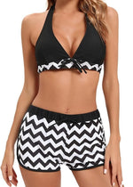 Heekpek Women's Padded High Waist V-Neck Bikini Swimsuit Swimming Costume BNWT