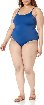 Amazon Essentials Women's Thin Strap Swimsuit Swimming Costume Navy BNWT