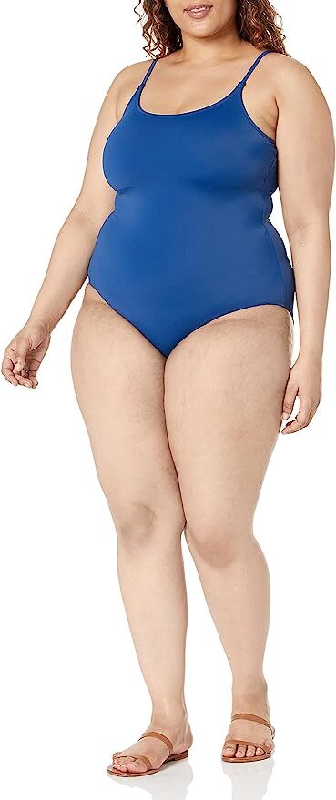 Amazon Essentials Women's Thin Strap Swimsuit Swimming Costume Navy BNWT