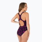 Speedo Women's Boom Logo Allover Medalist Swimsuit Swimming Costume BNWT