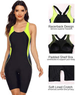 Attraco Women's Boyleg Legsuit Racerback Swimsuit Swimming Costume Kneeskin BNWT