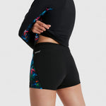 Women's Printed Sun Protection Shorts Black/Pink Swimsuit Swimming Costume BNWT
