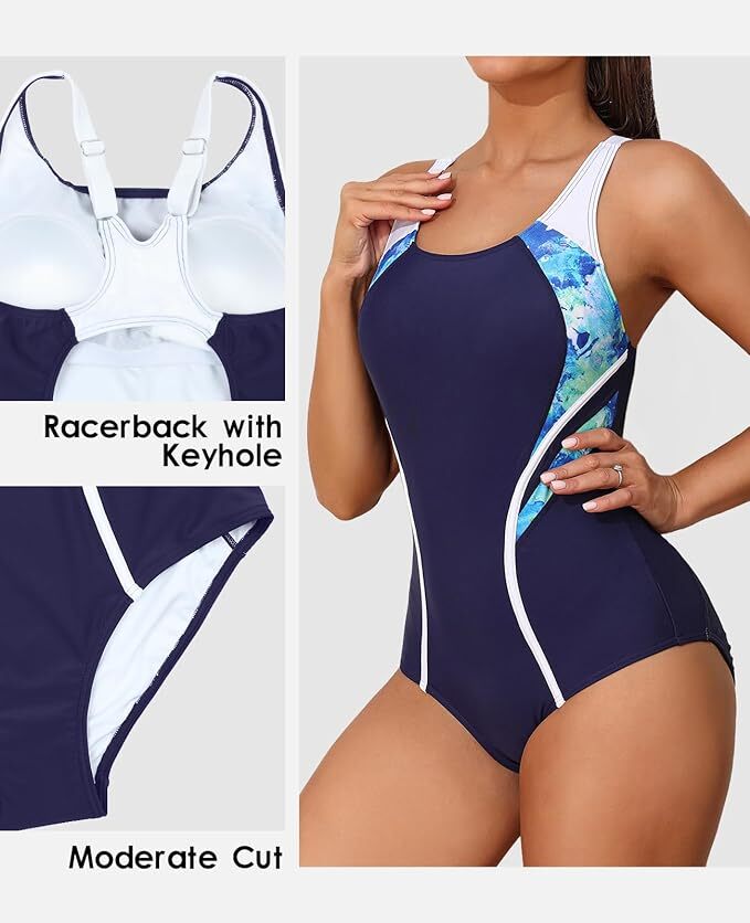 Attraco Women's Padded Athletic Racerback Swimsuit Swimming Costume BNWT
