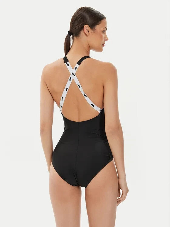 Adidas Women's Solid Tape Swimsuit Swimming Costume Swimwear Ladies HR6474 BNWT