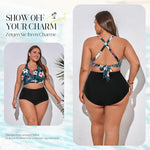 Hanna Nikole High Waist Ruched Tummy Control Bikini Swimsuit Swimming Costume
