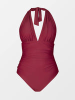 Cupshe Women's V Neck Halter Tummy Control Ruched Swimsuit Swimming Costume BNWT