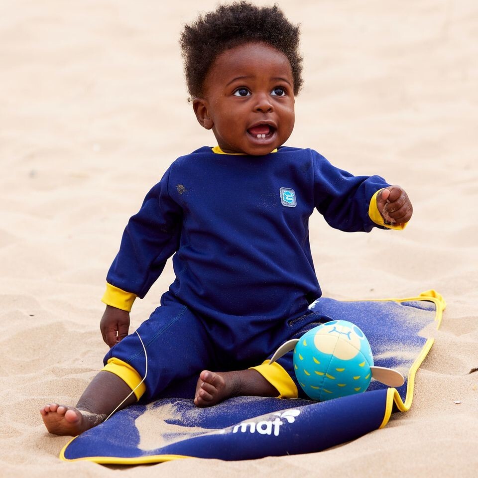 Splash About Baby Wetsuit Warm In One Baby And Toddler Navy Yellow BNWT