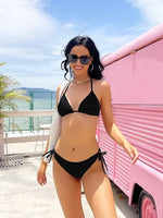 CharmLeaks Women's Padded Triangle Bikini Swimsuit Swimming Costume Slit BNWT