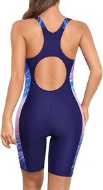 Attraco Women's Boyleg Legsuit Racerback Swimsuit Swimming Costume Kneeskin BNWT