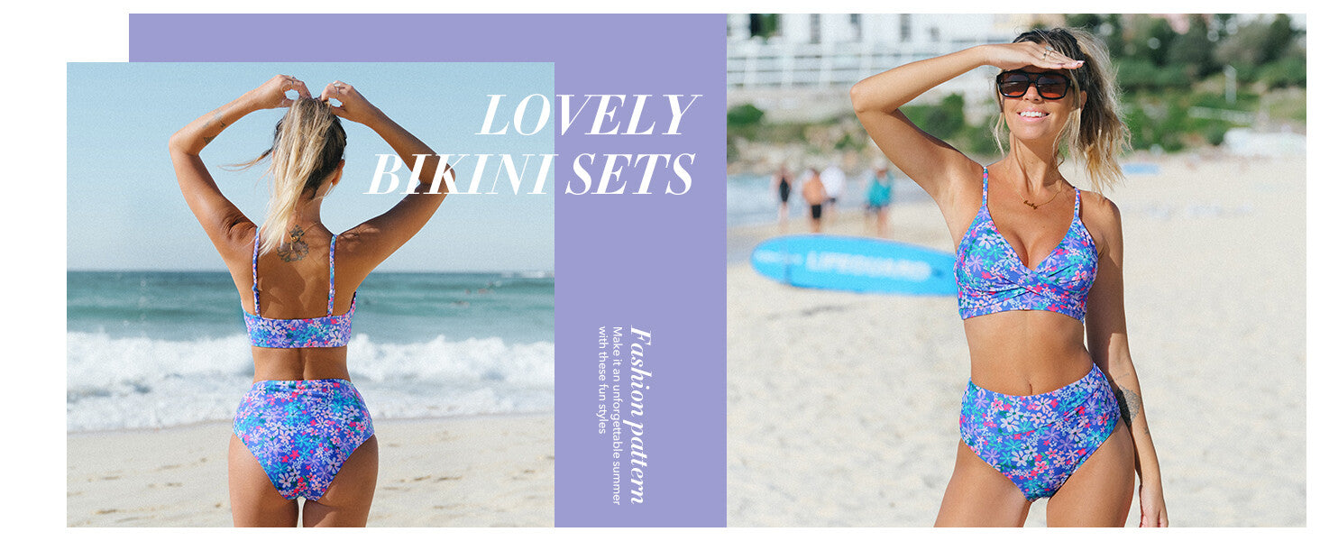 Cupshe Women's High Waist Twist Front V Bikini Swimsuit Swimming Costume BNWT