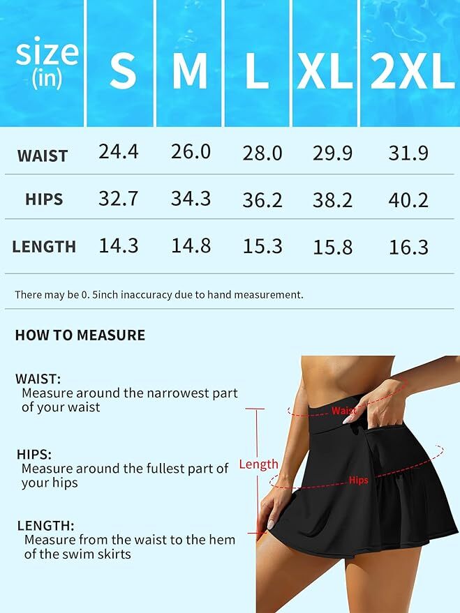 Attraco Women's High Waisted Swim Skirt Shorts Skort Swimsuit Swimming Costume