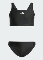 Adidas Girl's 3 Three Stripe V-Back Bikini Kids Swimsuit Swimming Costume BNWT