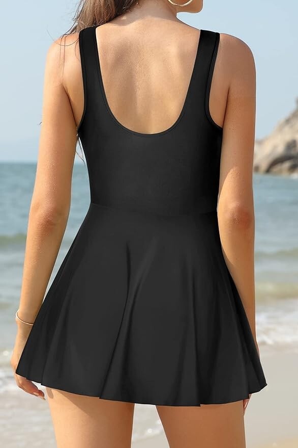 Shekini Women's V-Neck Front Cross Swim Dress Swimsuit Swimming Costume BNWT