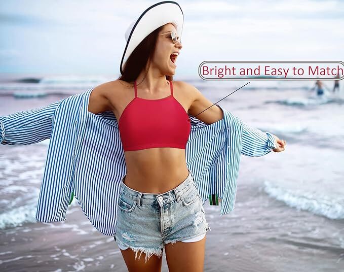 CharmLeaks Women's Padded High Neck Bikini Swimsuit Swimming Costume BNWT
