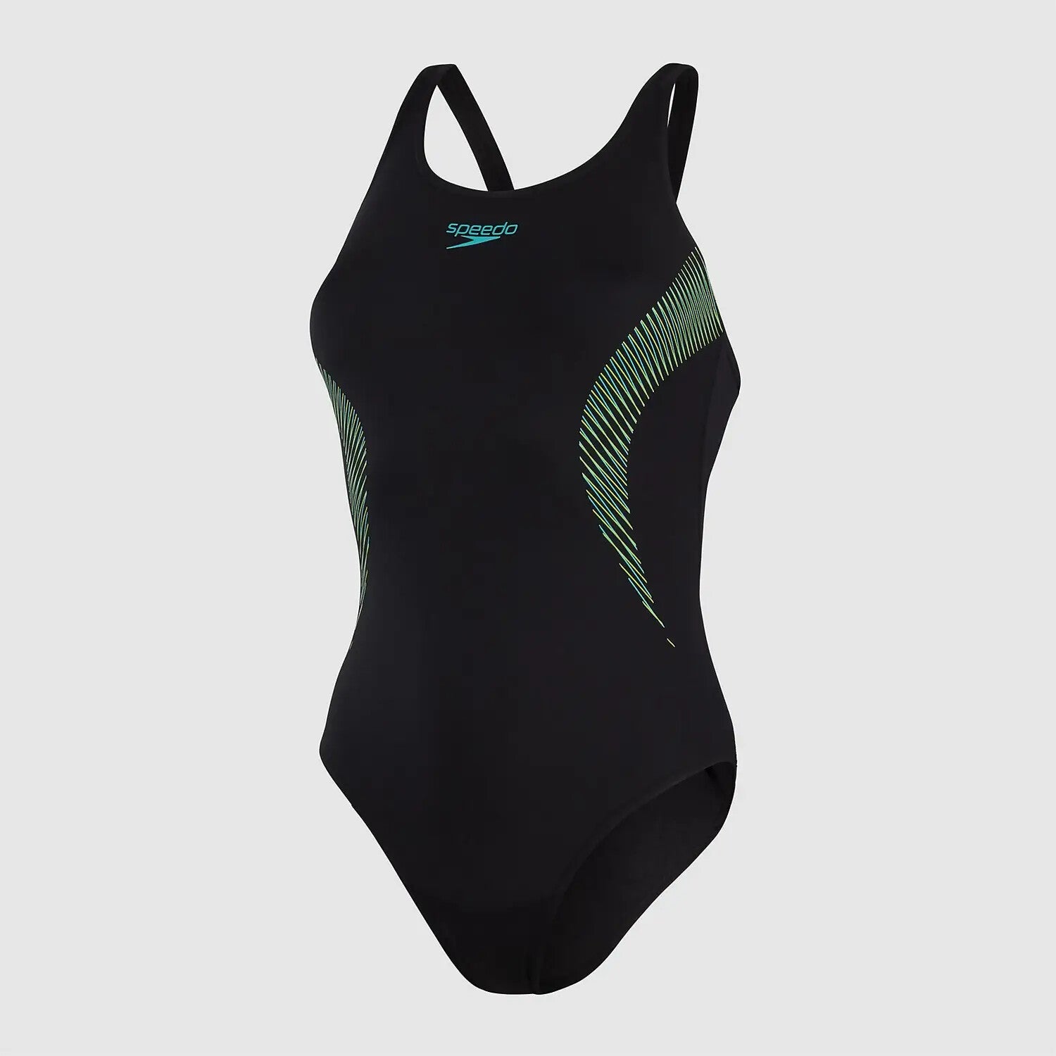 Speedo Women's Placement Muscleback Swimsuit Swimming Costume Black Blue BNWT