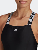 Adidas Women's Tape Swimsuit Swimming Costume Beach HA6020 BNWT
