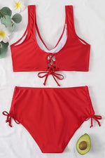 CheChury Women's High Waist Twist Front Bikini Swimsuit Swimming Costume BNWT