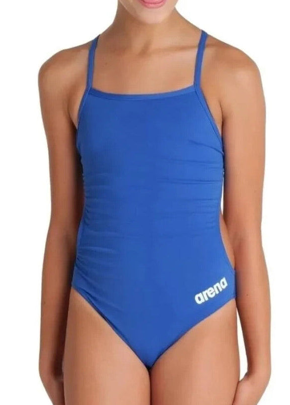 Arena Girl's Team Swimsuit Challenge Solid Swimming Costume Blue BNWT