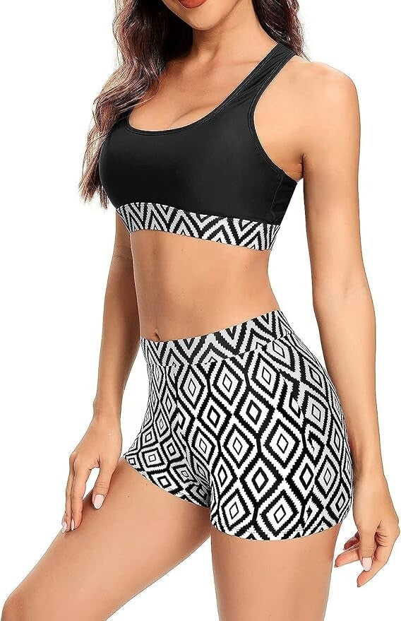 Shekini Women's High Waist Bikini Swimsuit Swimming Costume Swimwear BNWT
