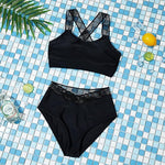 DOULAFASS Women's Racerback Bikini Set Swimsuit Swimming Costume Mesh BNWT