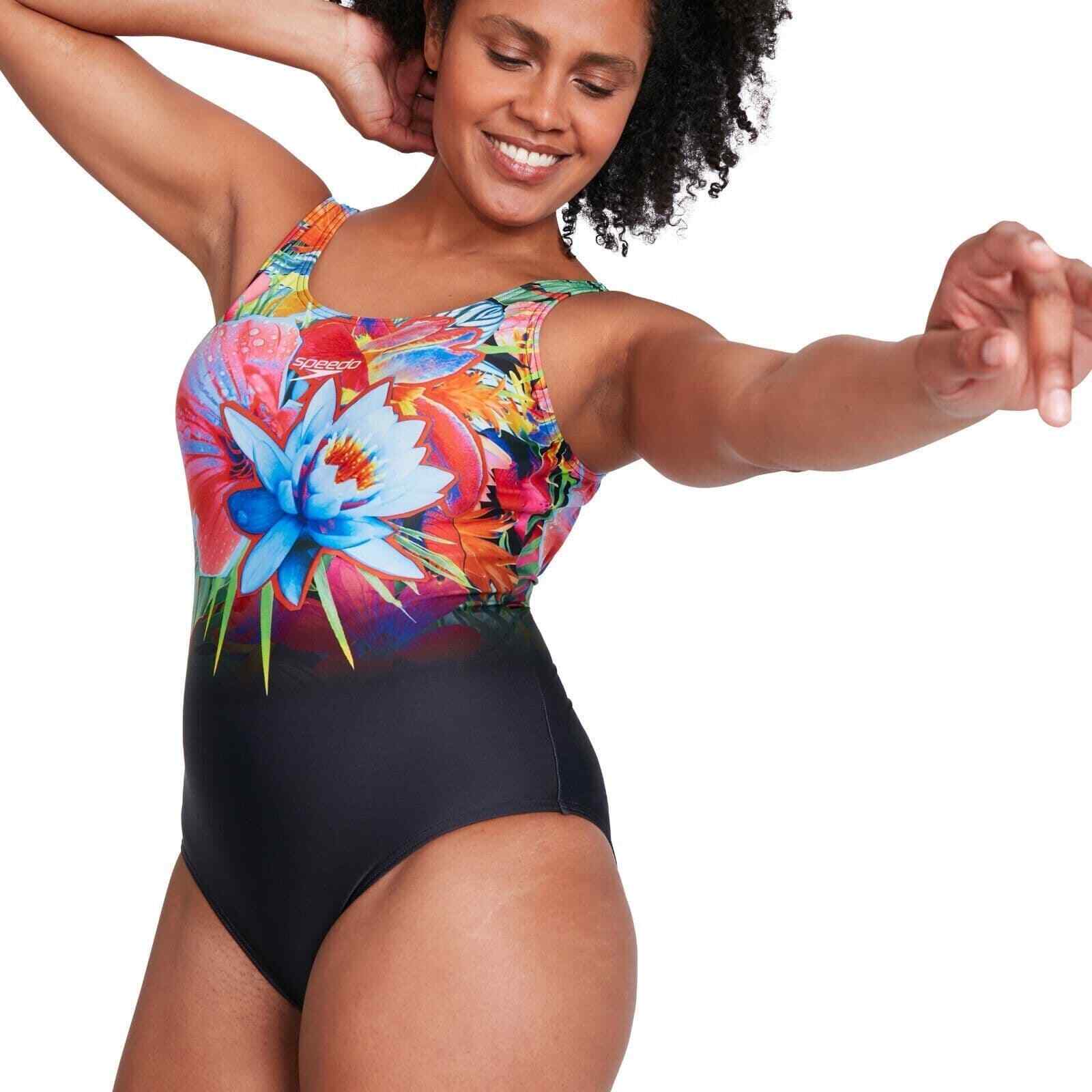 Speedo Women's Digital Placement U-Back Swimsuit Swimming Costume BNWT