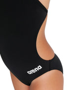 Arena Girl's Team Swimsuit Challenge Solid Swimming Costume Black BNWT