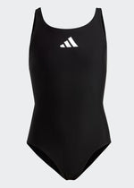 Adidas Girls Solid 3 Three Bars Stripe Small Logo Swimsuit Swimming Costume BNWT