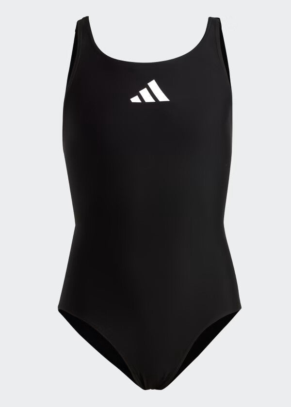 Adidas Girls Solid 3 Three Bars Stripe Small Logo Swimsuit Swimming Costume BNWT