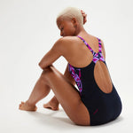 Speedo Women's Hyperboom Splice Muscleback Swimsuit Swimming Costume Navy BNWT