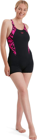 Speedo Women's Hyperboom Splice Legsuit Swimming Costume Swimsuit Pink BNWT