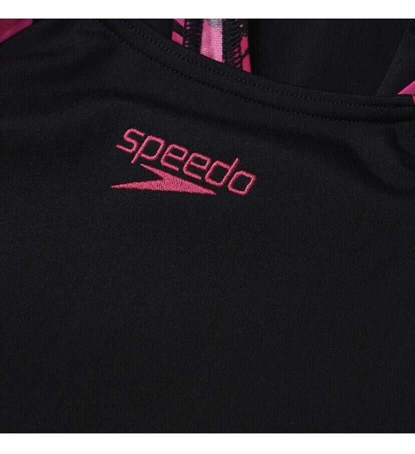 Speedo Women's Hyperboom Splice Legsuit Swimming Costume Swimsuit Pink BNWT