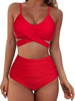 Chechury Women's Tummy Control Wrap Bikini Set Swimsuit Swimming Costume BNWT