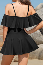 Shekini Women's Off-Shoulder Flounce Swim Dress Swimsuit Swimming Costume BNWT