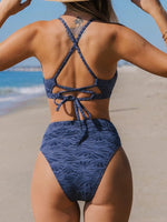 Cupshe Women's High Waisted Criss-Cross Bikini Swimsuit Swimming Costume BNWT