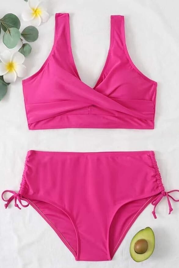 CheChury Women's High Waist Twist Front Bikini Swimsuit Swimming Costume BNWT