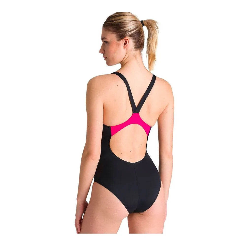 Arena Women's Flashing Lights V Back Swimsuit Swimming Costume Black BNWT