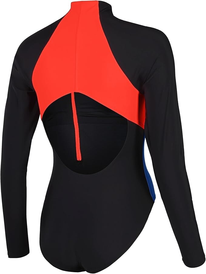 Speedo Women's Colourblock Long Sleeve Zip Swimsuit Swimming Costume BNWT